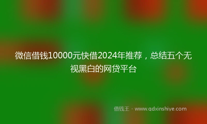 微信借钱10000元快借2024年推荐，总结五个无视黑白的网贷平台