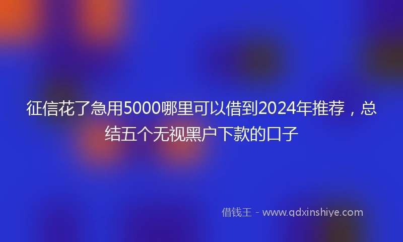 征信花了急用5000哪里可以借到2024年推荐，总结五个无视黑户下款的口子
