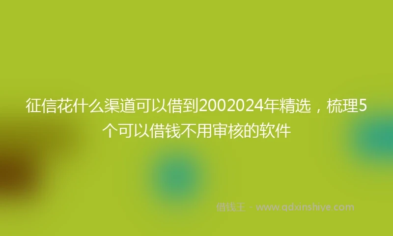 征信花什么渠道可以借到2002024年精选，梳理5个可以借钱不用审核的软件