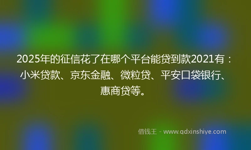 2025年的征信花了在哪个平台能贷到款2021有：小米贷款、京东金融、微粒贷、平安口袋银行、惠商贷等。