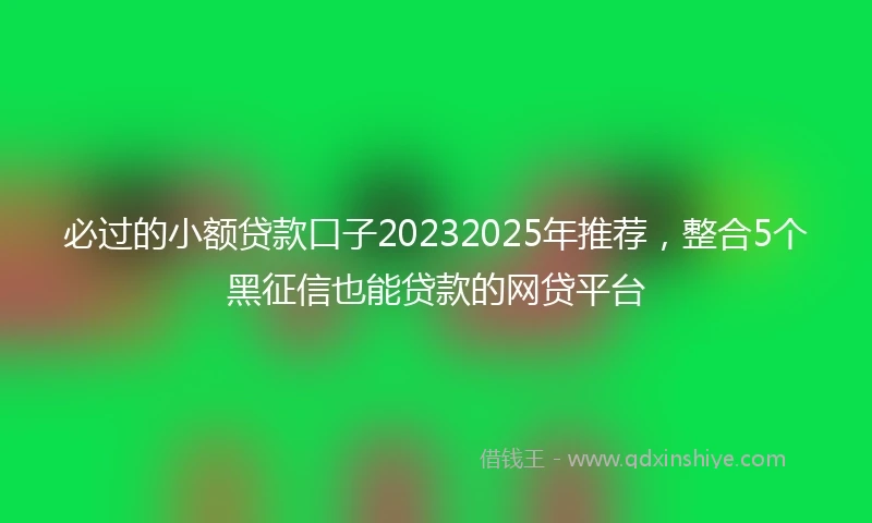 必过的小额贷款口子20232025年推荐，整合5个黑征信也能贷款的网贷平台
