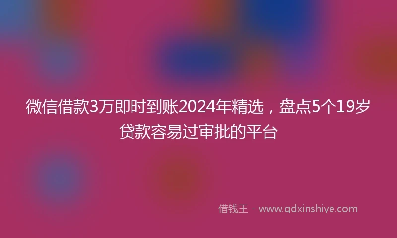 微信借款3万即时到账2024年精选，盘点5个19岁贷款容易过审批的平台