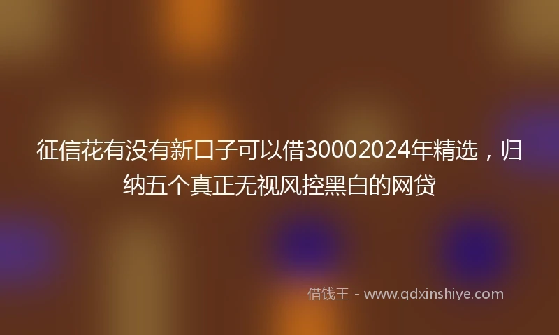 征信花有没有新口子可以借30002024年精选，归纳五个真正无视风控黑白的网贷