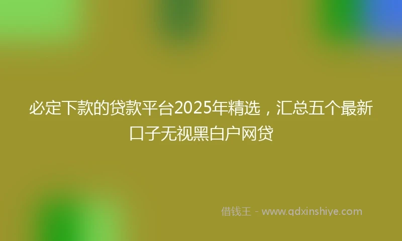必定下款的贷款平台2025年精选，汇总五个最新口子无视黑白户网贷