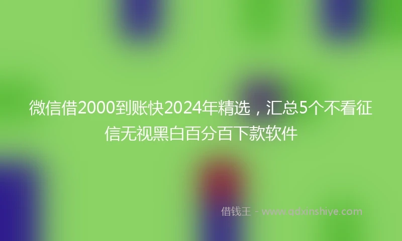 微信借2000到账快2024年精选，汇总5个不看征信无视黑白百分百下款软件