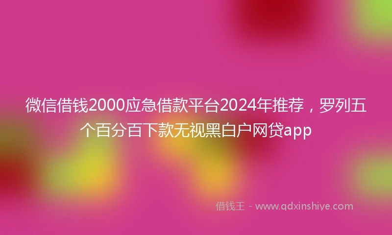 微信借钱2000应急借款平台2024年推荐，罗列五个百分百下款无视黑白户网贷app