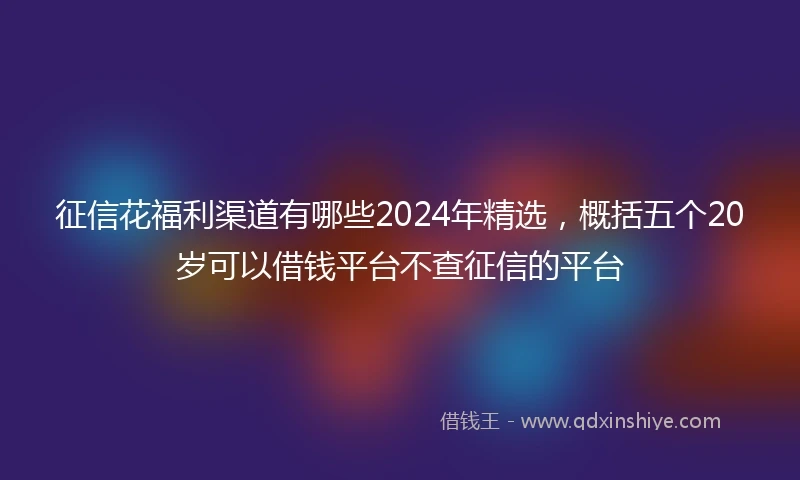 征信花福利渠道有哪些2024年精选，概括五个20岁可以借钱平台不查征信的平台