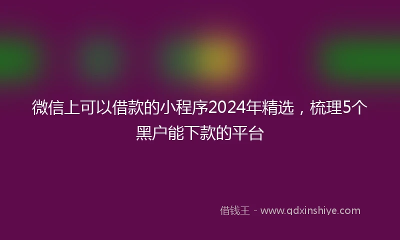 微信上可以借款的小程序2024年精选，梳理5个黑户能下款的平台