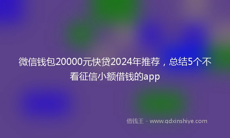 微信钱包20000元快贷2024年推荐，总结5个不看征信小额借钱的app