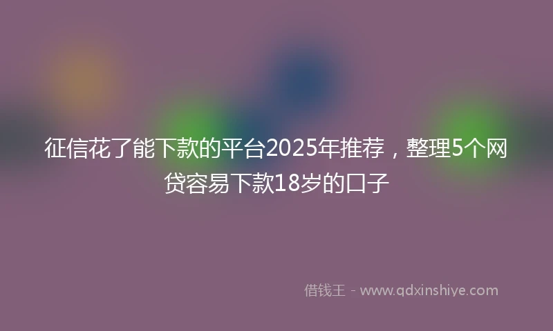 征信花了能下款的平台2025年推荐，整理5个网贷容易下款18岁的口子