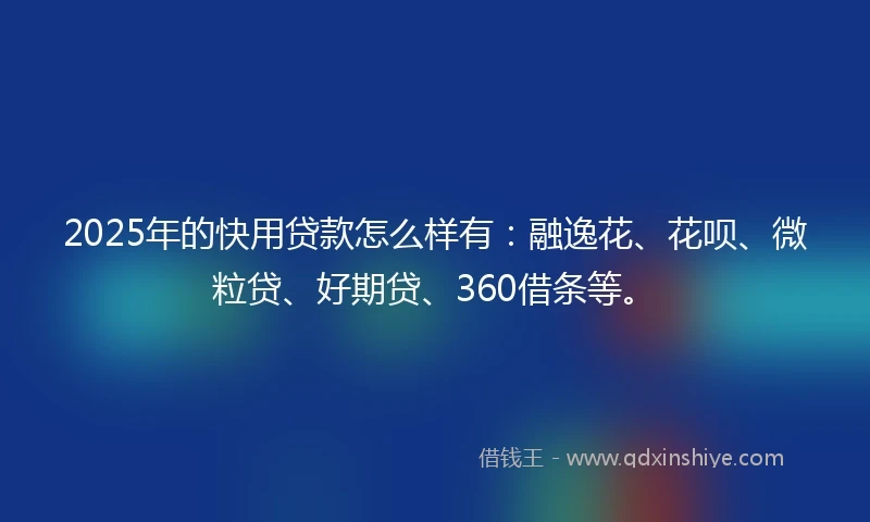 2025年的快用贷款怎么样有：融逸花、花呗、微粒贷、好期贷、360借条等。