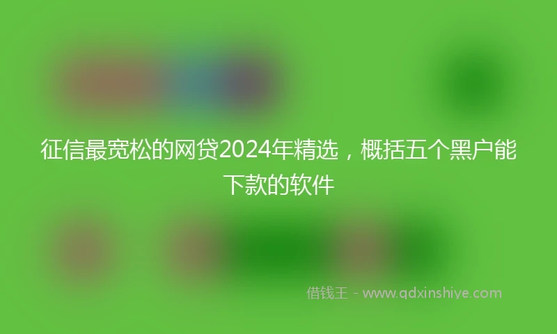 征信最宽松的网贷2024年精选，概括五个黑户能下款的软件
