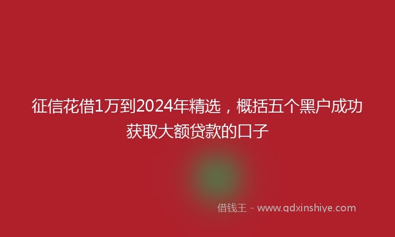 征信花借1万到2024年精选，概括五个黑户成功获取大额贷款的口子
