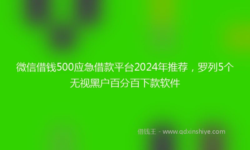微信借钱500应急借款平台2024年推荐，罗列5个无视黑户百分百下款软件
