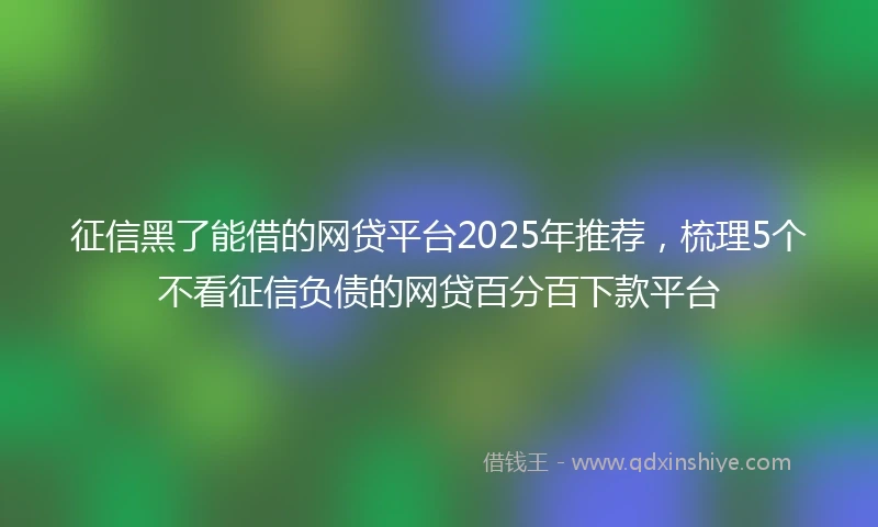 征信黑了能借的网贷平台2025年推荐，梳理5个不看征信负债的网贷百分百下款平台