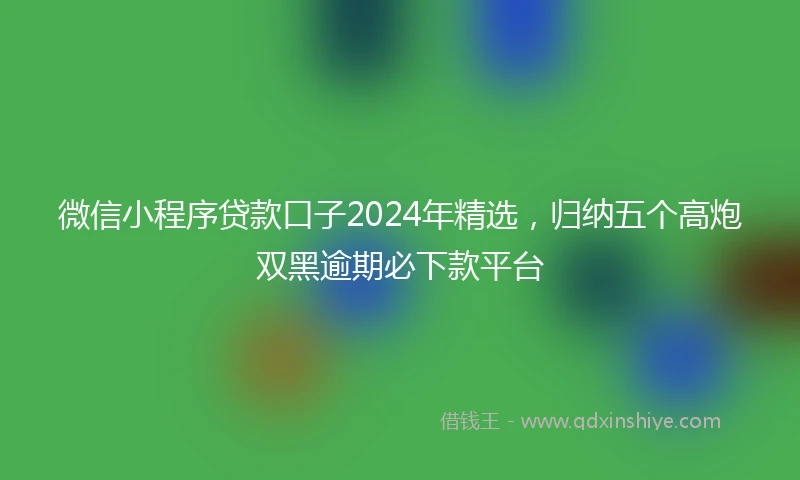 微信小程序贷款口子2024年精选，归纳五个高炮双黑逾期必下款平台