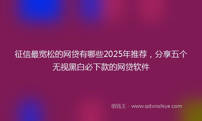 征信最宽松的网贷有哪些2025年推荐，分享五个无视黑白必下款的网贷软件