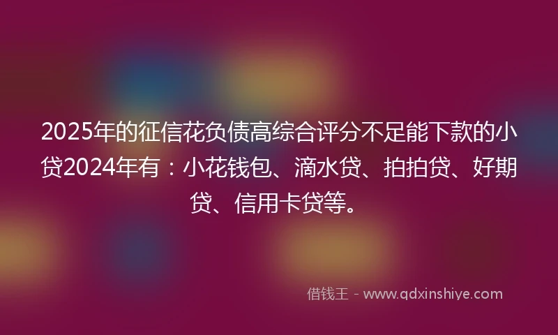 2025年的征信花负债高综合评分不足能下款的小贷2024年有：小花钱包、滴水贷、拍拍贷、好期贷、信用卡贷等。