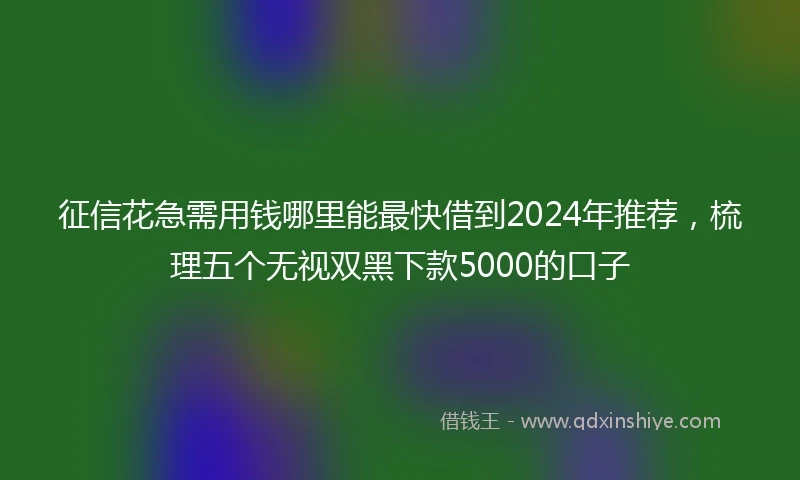 征信花急需用钱哪里能最快借到2024年推荐，梳理五个无视双黑下款5000的口子