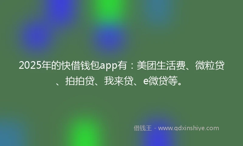 2025年的快借钱包app有：美团生活费、微粒贷、拍拍贷、我来贷、e微贷等。