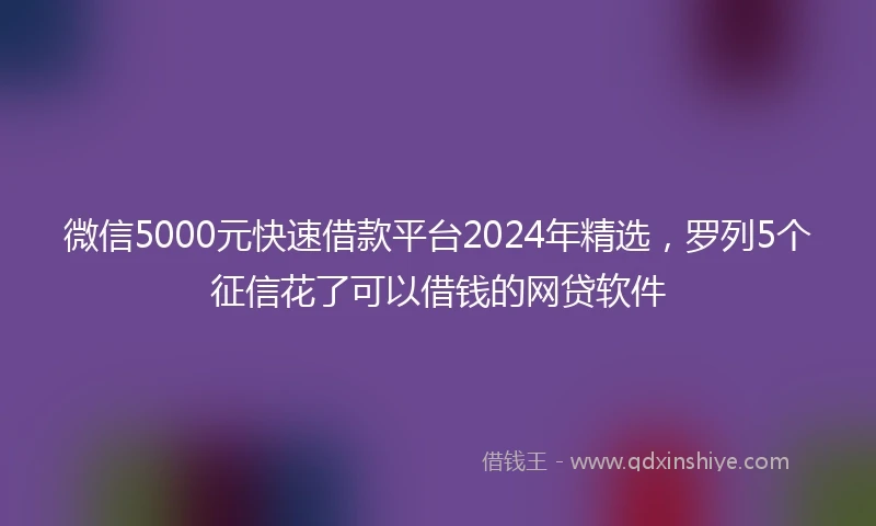 微信5000元快速借款平台2024年精选,罗列5个征信花了可以借钱的网贷软件