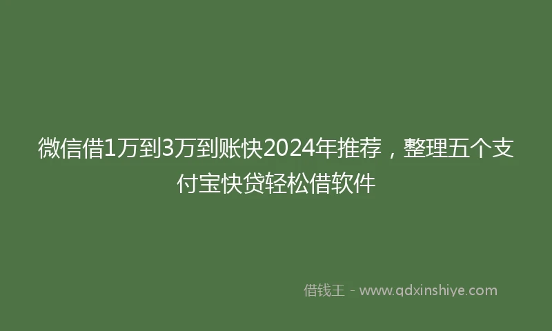 微信借1万到3万到账快2024年推荐，整理五个支付宝快贷轻松借软件