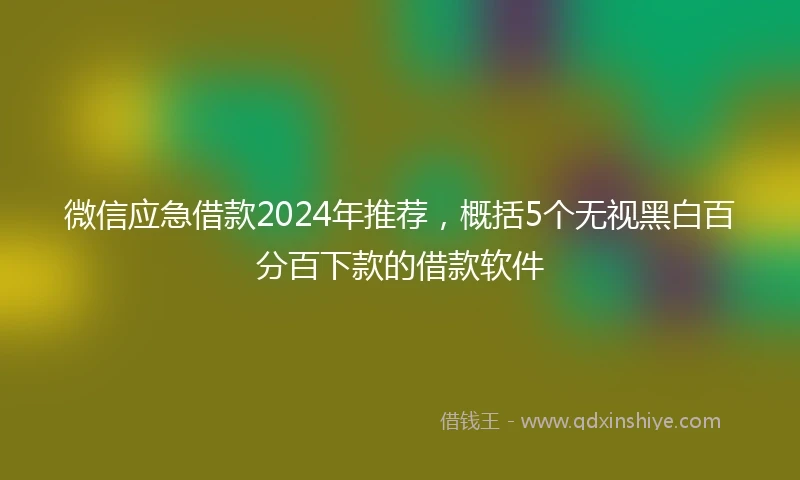 微信应急借款2024年推荐，概括5个无视黑白百分百下款的借款软件