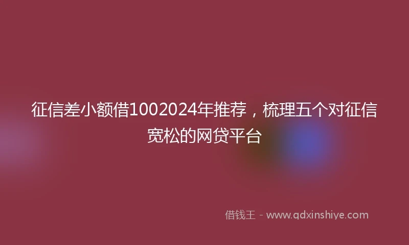 征信差小额借1002024年推荐，梳理五个对征信宽松的网贷平台