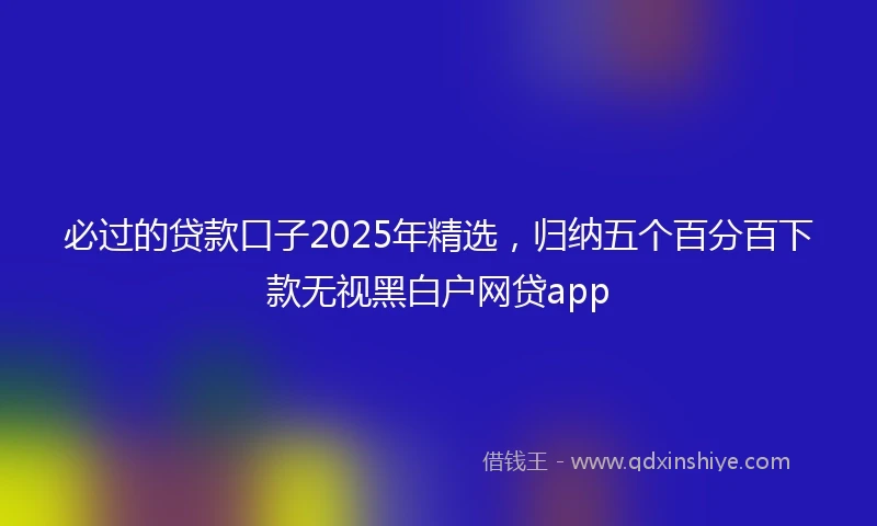 必过的贷款口子2025年精选，归纳五个百分百下款无视黑白户网贷app