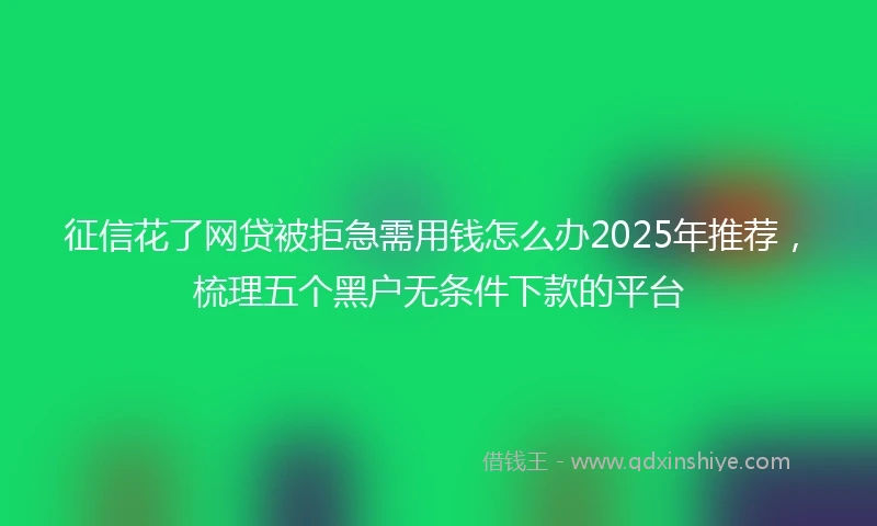 征信花了网贷被拒急需用钱怎么办2025年推荐，梳理五个黑户无条件下款的平台