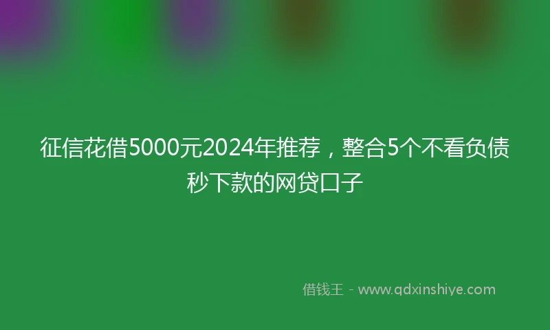 征信花借5000元2024年推荐，整合5个不看负债秒下款的网贷口子