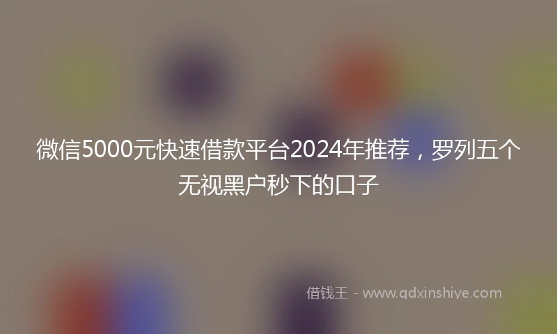 微信5000元快速借款平台2024年推荐，罗列五个无视黑户秒下的口子