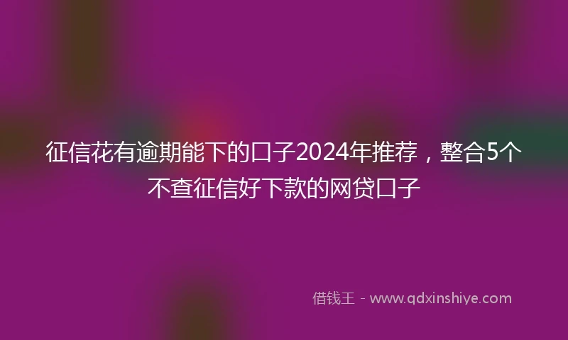 征信花有逾期能下的口子2024年推荐，整合5个不查征信好下款的网贷口子