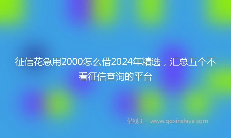 征信花急用2000怎么借2024年精选，汇总五个不看征信查询的平台