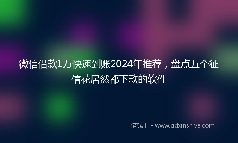 微信借款1万快速到账2024年推荐，盘点五个征信花居然都下款的软件