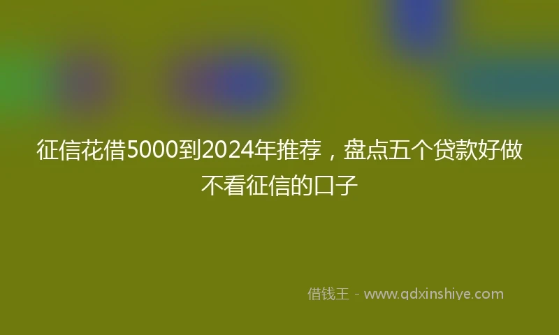 征信花借5000到2024年推荐，盘点五个贷款好做不看征信的口子