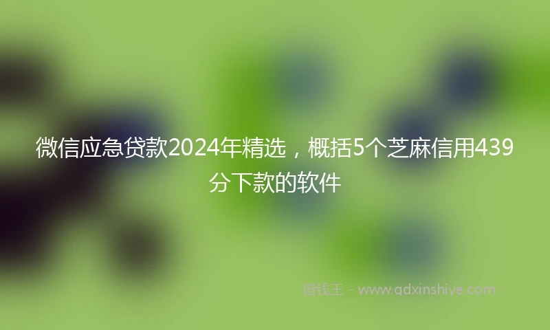 微信应急贷款2024年精选，概括5个芝麻信用439分下款的软件