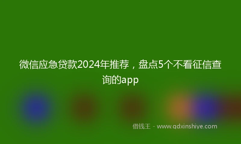 微信应急贷款2024年推荐,盘点5个不看征信查询的app
