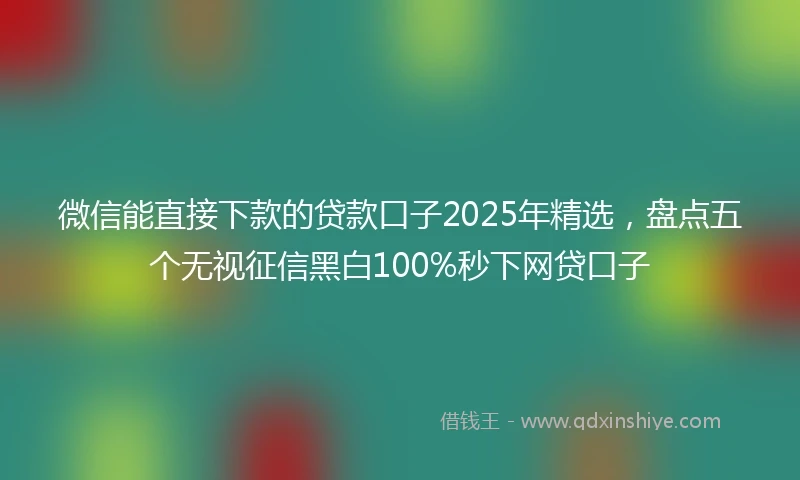微信能直接下款的贷款口子2025年精选，盘点五个无视征信黑白100%秒下网贷口子