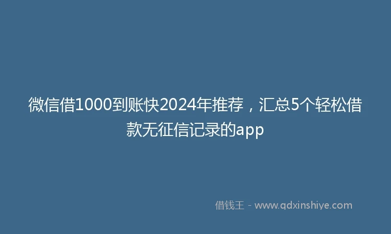 微信借1000到账快2024年推荐，汇总5个轻松借款无征信记录的app