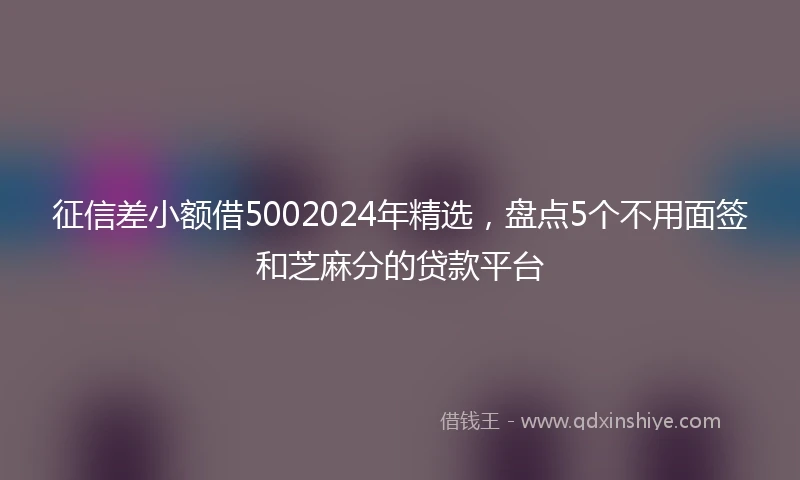 征信差小额借5002024年精选，盘点5个不用面签和芝麻分的贷款平台