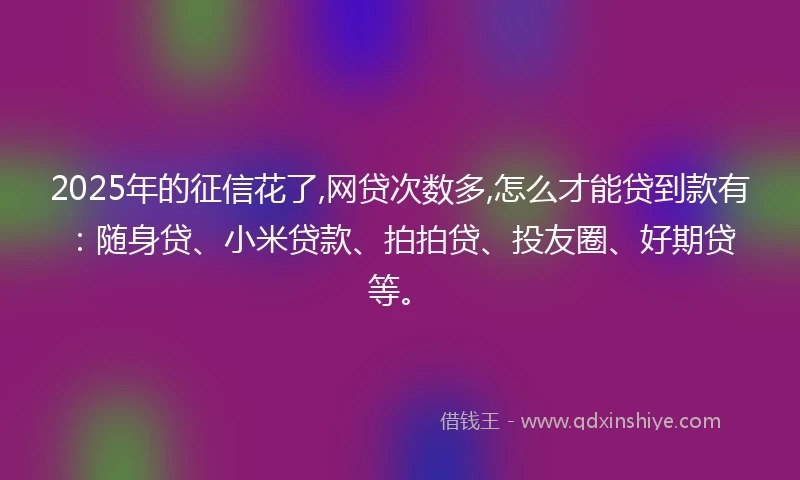 2025年的征信花了,网贷次数多,怎么才能贷到款有：随身贷、小米贷款、拍拍贷、投友圈、好期贷等。