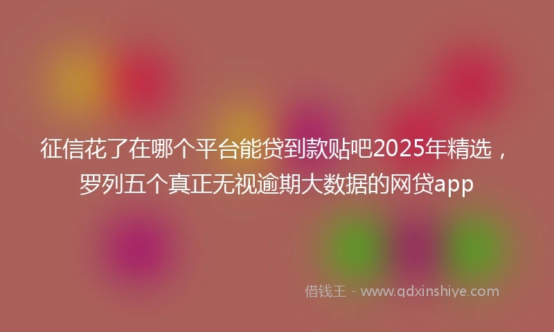 征信花了在哪个平台能贷到款贴吧2025年精选，罗列五个真正无视逾期大数据的网贷app