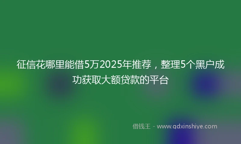 征信花哪里能借5万2025年推荐，整理5个黑户成功获取大额贷款的平台
