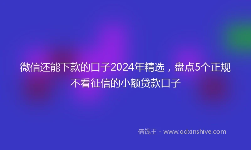 微信还能下款的口子2024年精选，盘点5个正规不看征信的小额贷款口子