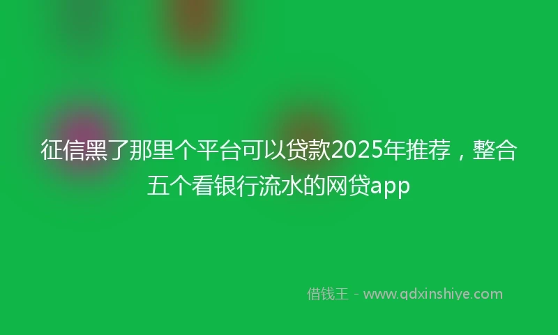 征信黑了那里个平台可以贷款2025年推荐，整合五个看银行流水的网贷app