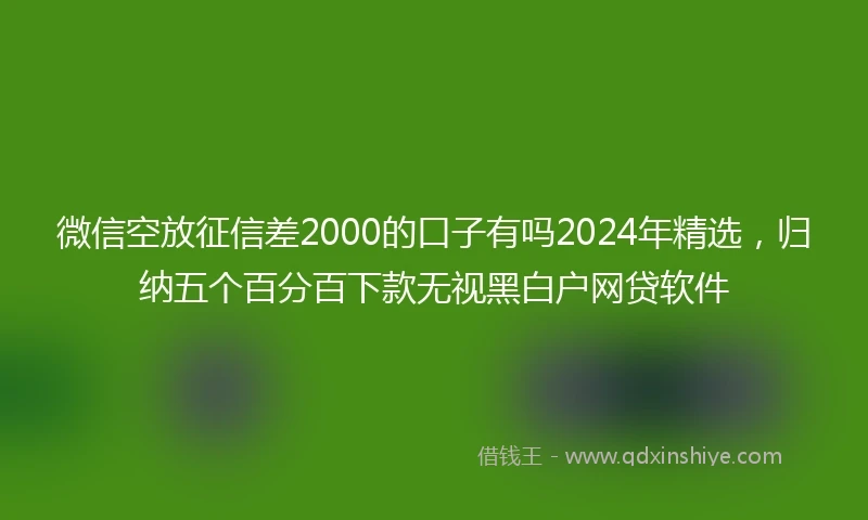 微信空放征信差2000的口子有吗2024年精选,归纳五个百分百下款无视黑白户网贷软件
