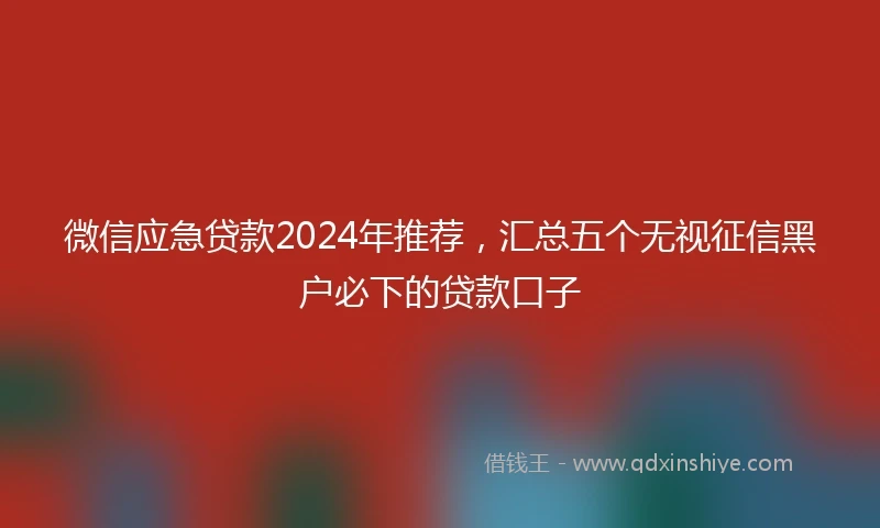微信应急贷款2024年推荐，汇总五个无视征信黑户必下的贷款口子