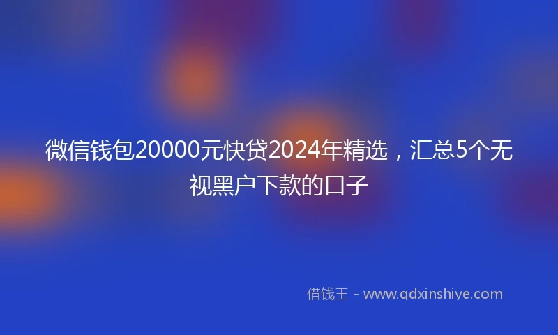 微信钱包20000元快贷2024年精选，汇总5个无视黑户下款的口子