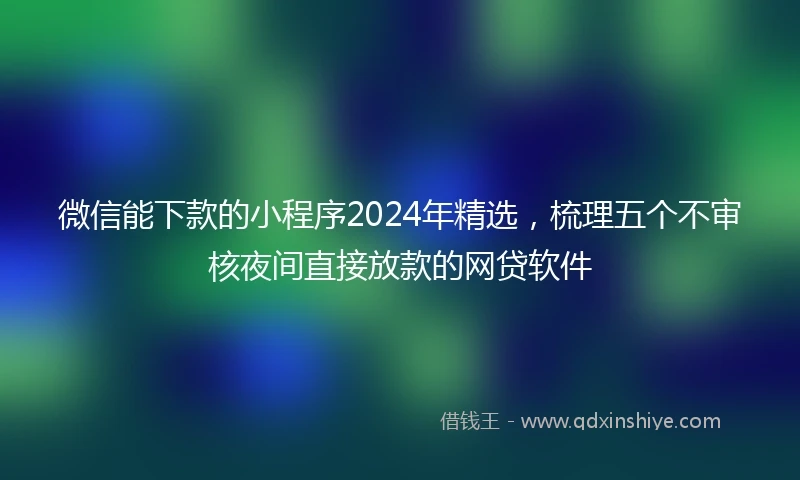 微信能下款的小程序2024年精选，梳理五个不审核夜间直接放款的网贷软件